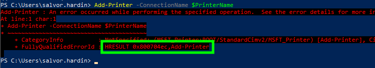 Attempting to install a non package aware printer driver